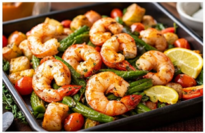 Garlic Butter Shrimp Tray Bake
