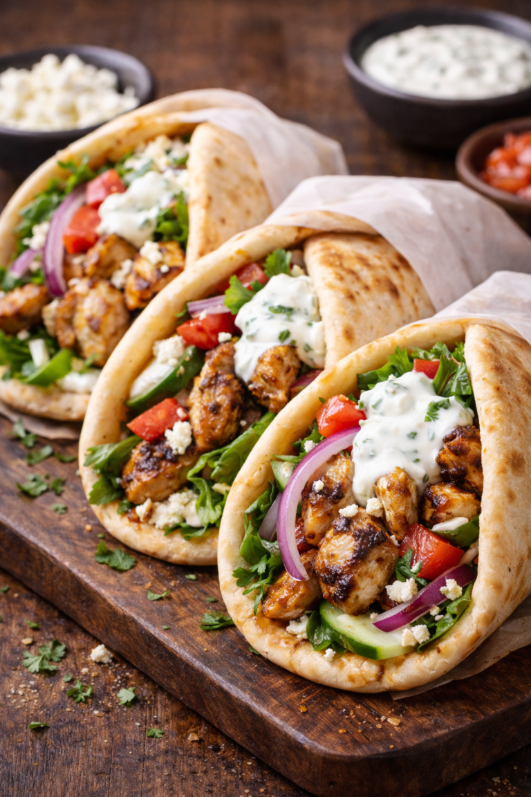 Greek Chicken Gyro Wraps with Tzatziki