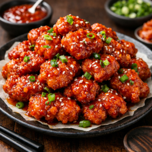 Korean Crispy Chicken Bites with Sticky Gochujang Glaze